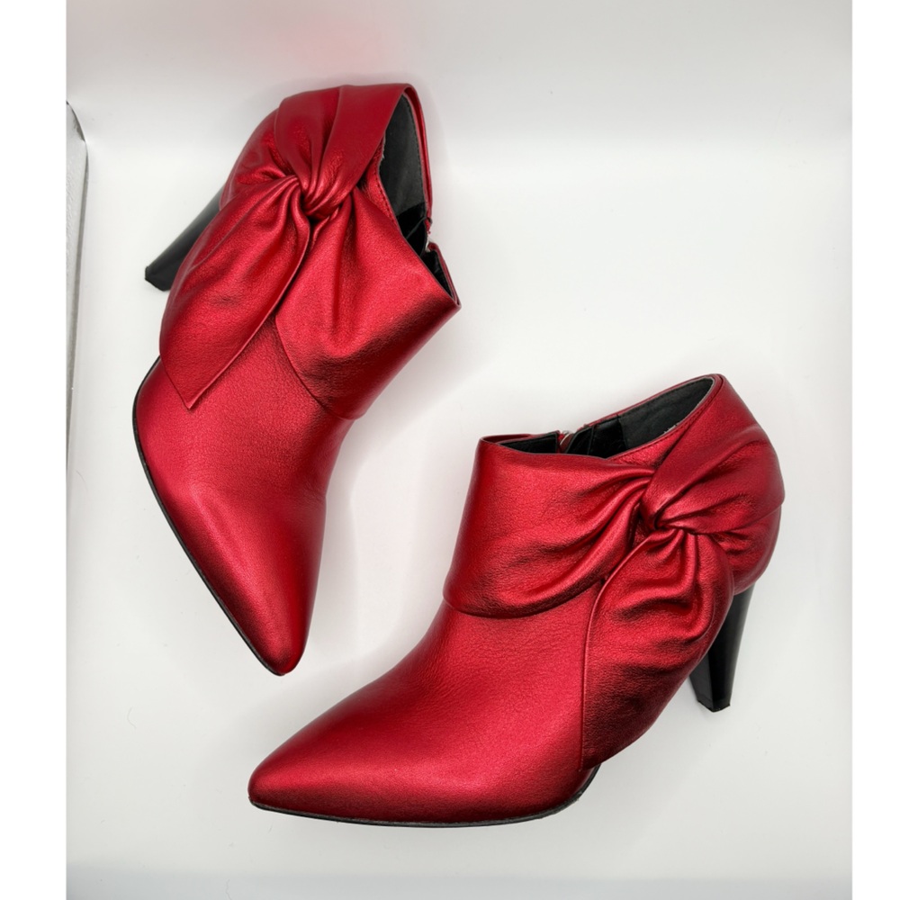 PAIGE Electric Red Bow Booties